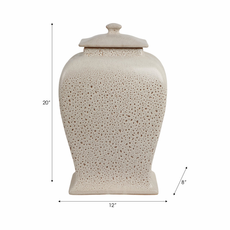 Townsend Handmade Stoneware Jar, 20" H x 8" W x 12" D, Beige