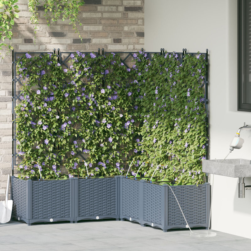 Garden Planters Poly Large Expandable Plant Stand, 142cm H x 120cm W x 120cm D, Grey