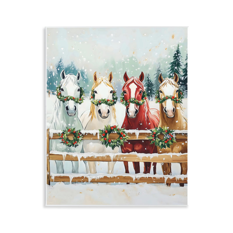 Plaque murale de Noël avec des couronnes de houx, design par The Prints Vibe