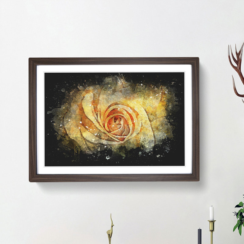 Yellow Rose - Framed Print, 24cm H x 33cm W x 2cm D, Walnut Framed