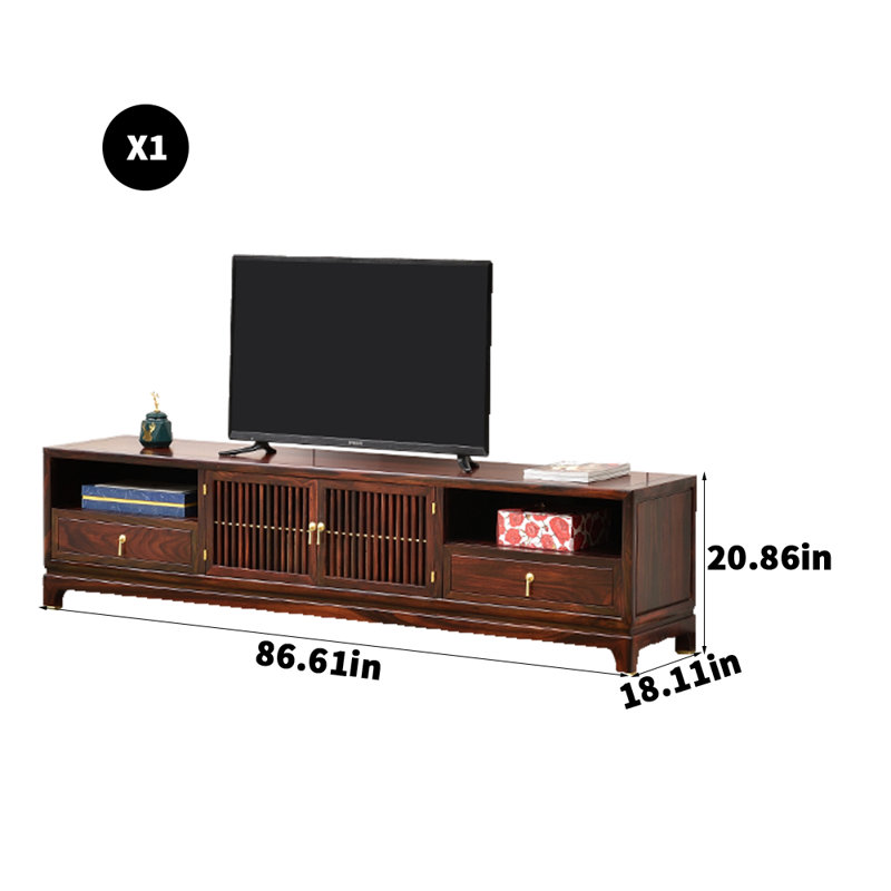Crédence en bois massif New China Simple, 20.86" H x 86.61" W x 18.11" D