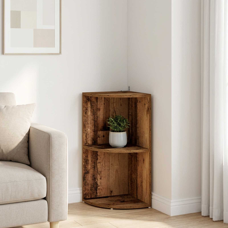 Corner Shelf Engineered Wood Corner Shelving Unit Modern Space-Saving, 178 cm H x 41.5 cm W x 41.5 cm D x, Old Wood