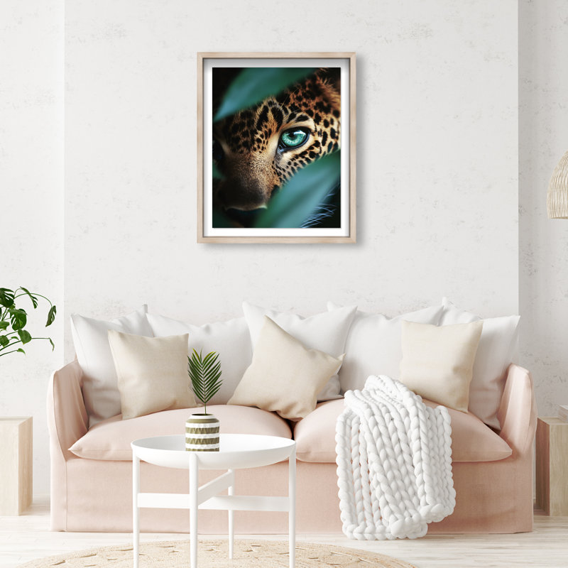 Jungle Watcher III Shadowbox Animals Print by Oliver Gal, Black Frame, 16 x 20, 21.5"H x 17.5"W, Natural Oak Shadowbox