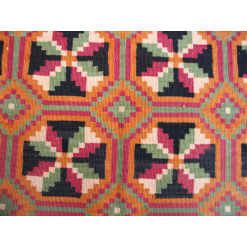 Antique Navajo Mexico Flat Weave Rug