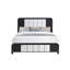 Grand lit contemporain noir et blanc, profil bas, cannelures, bords arrondis, bois massif +, revêtement