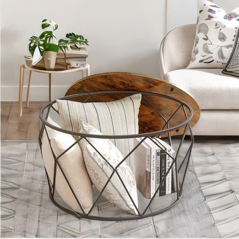 Annonciade Industrial Wooden Coffee Centre Accent Table