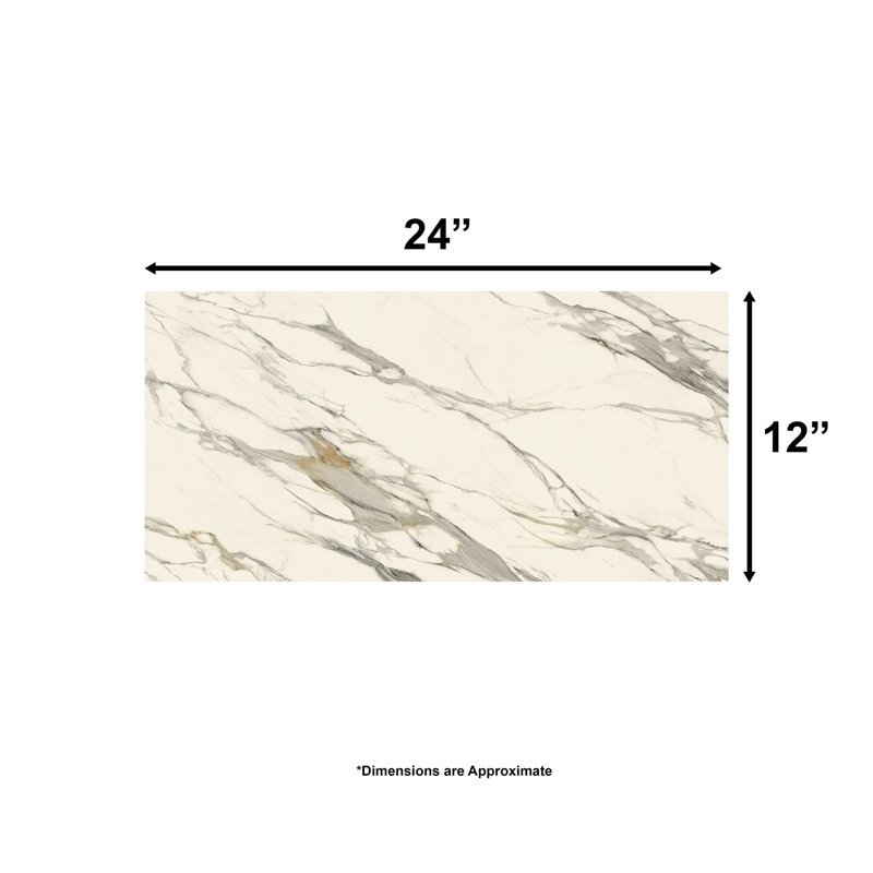 Carreau de porcelaine mat Calacatta Oro 12 x 24 po Boutique, Mat