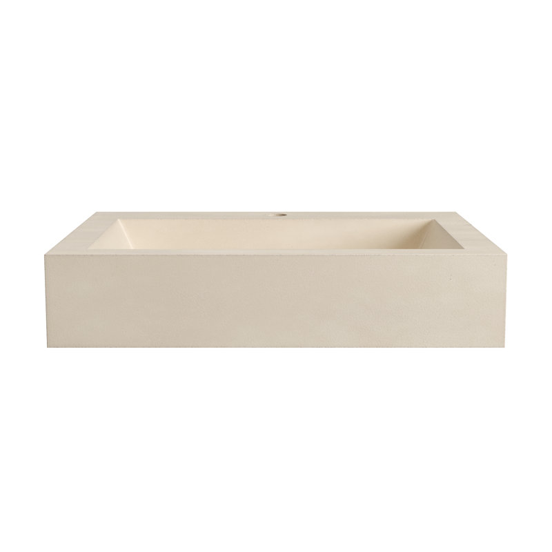 Natoma 24" Wall-Mounted Concrete Rectangular Bathroom Sink, Sand, Single-Hole Faucet