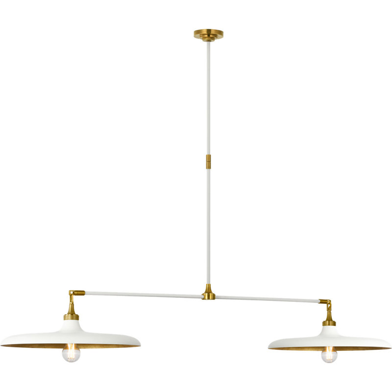 Piatto 63" Linear Pendant with Shade, Hand-Rubbed Antique Brass/Plaster White