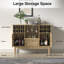 Meuble-bar en rotin, buffet de 109 cm avec casier à vin, porte-verres, plateau absorbant amovible et tiroir