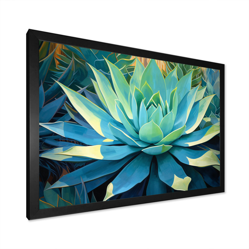 Green Succulents Majestic Agave II, Black Single Picture Framed, 12" H x 20" W x 1" D