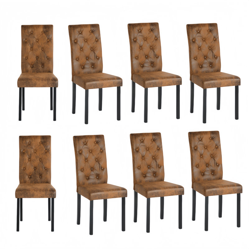 Abbeville 47cm H Tufted Upholstered Parsons Chair, 8, Brown/Black