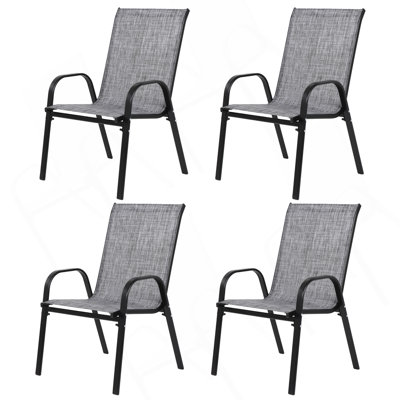 6 chaises de patio, chaises de camping d'extérieur en tissu respirant Textilene, ensemble de 2 chaises de jardin avec accoudoirs à dossier haut pour patio de jardin, plage, jardin, économie d'espace (gris) 6