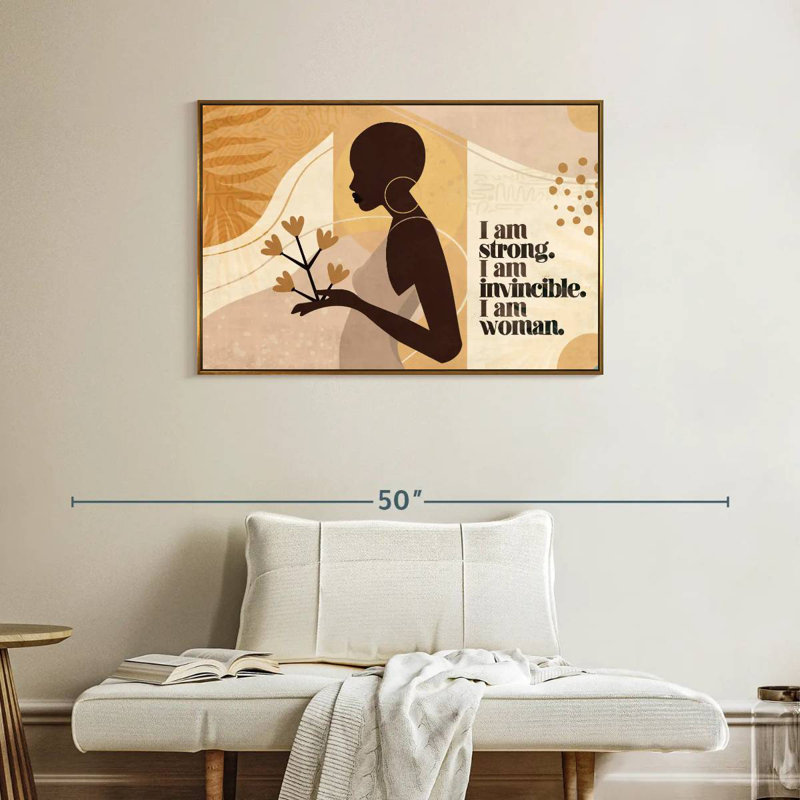 Femme forte et invincible, Cadre flottant doré, 37 po x 25 po
