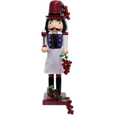 Casse-noisettes en bois Kurt Adler, vin - décor festif des fêtes avec raisins et verres à vin, 15 po