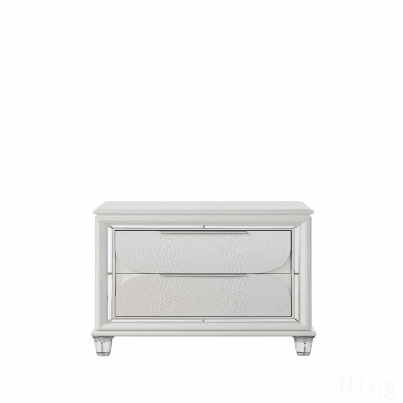 Table de chevet finition perle blanche