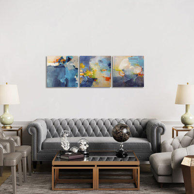 Dizzy, Restless Clouds Triptych - Canvas Wall Art Set - Wrapped Canvas (Set of 3)