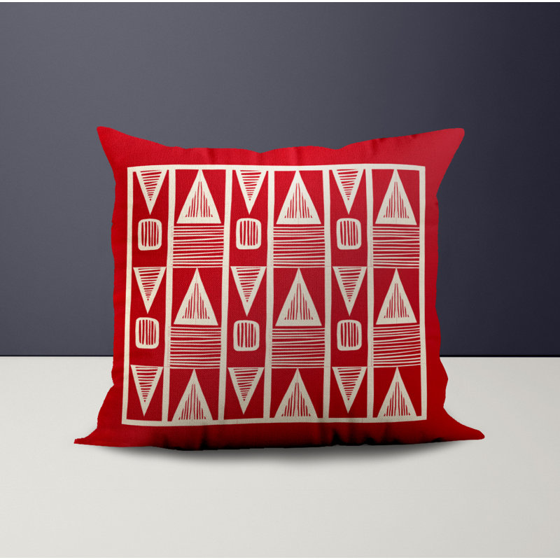 Jeté carré en polyester intérieur / extérieur, L 17 po x H 17 po, Rouge