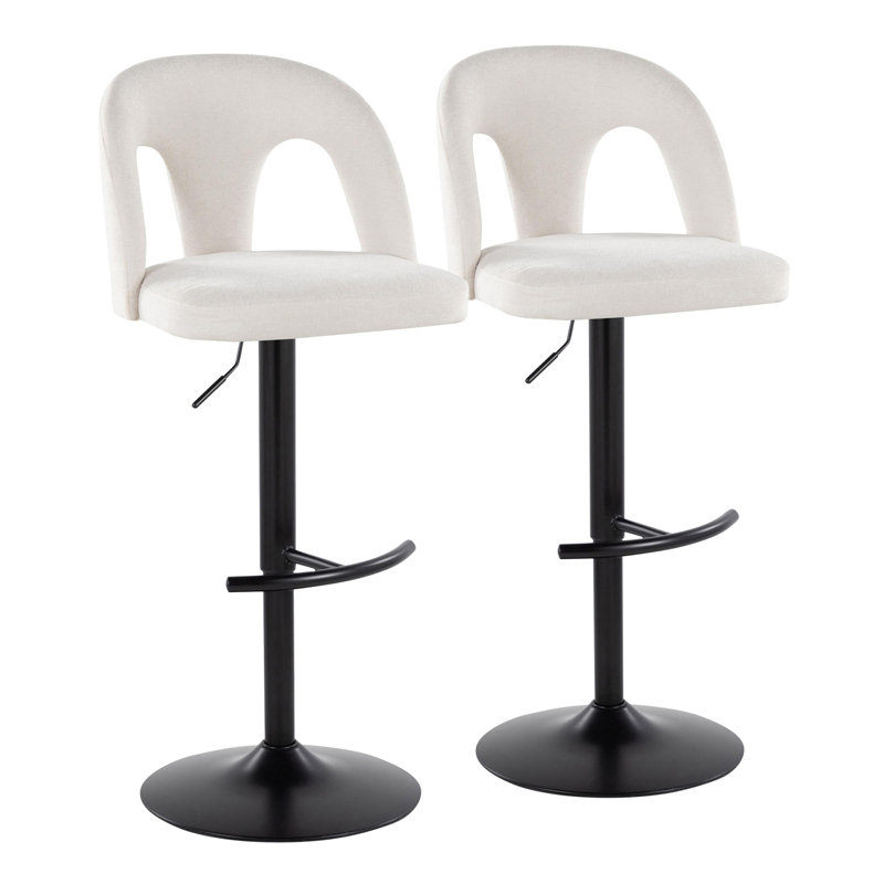 Tabouret de bar réglable, Blanc, Noir