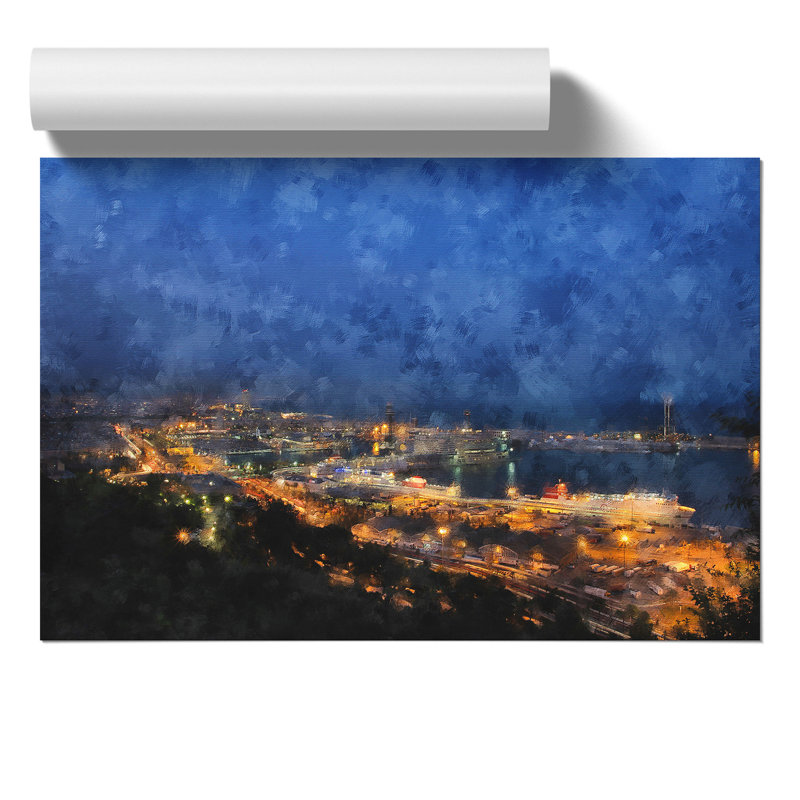 Barcelona Skyline - No Frame Painting, 30cm H x 42cm W x 0.1cm D