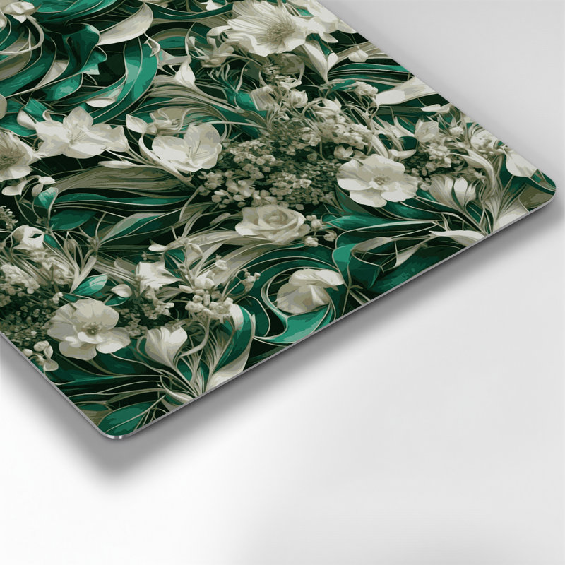 Art mural abstrait en métal vert 32 fleurs, H 32 po x l 32 po