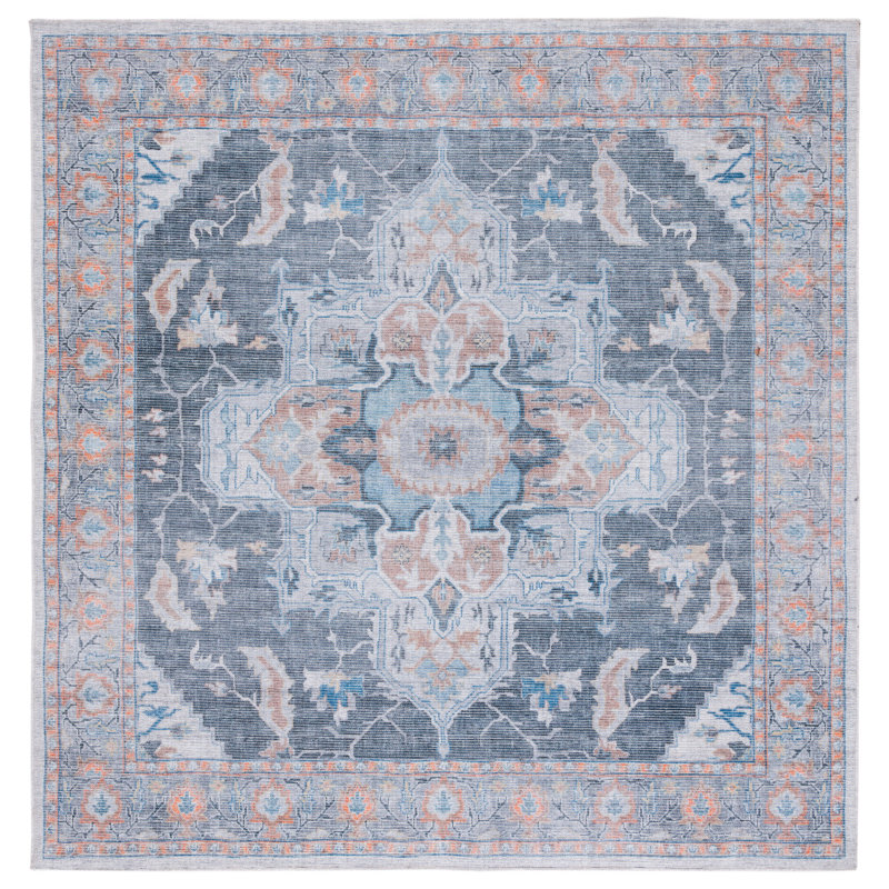 Langeloth Performance Machine Washable Oriental Rug, Square 6'7"