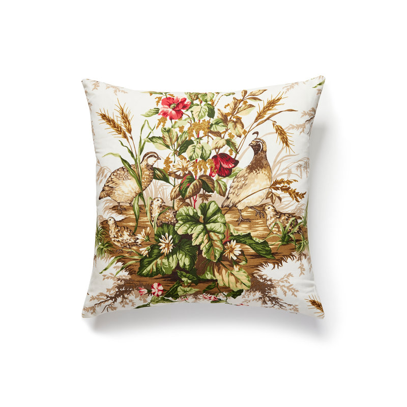 Edwins Covey Linen Square Indoor/Outdoor Pillow Cover & Insert, Multi On White