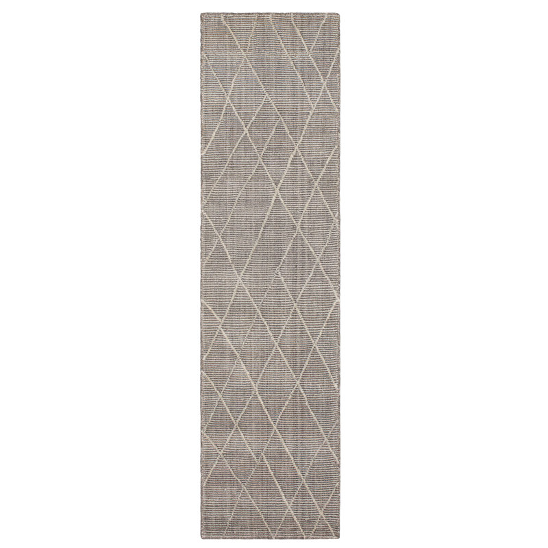 Taupe Wool and Viscose Abstract Runner Rug