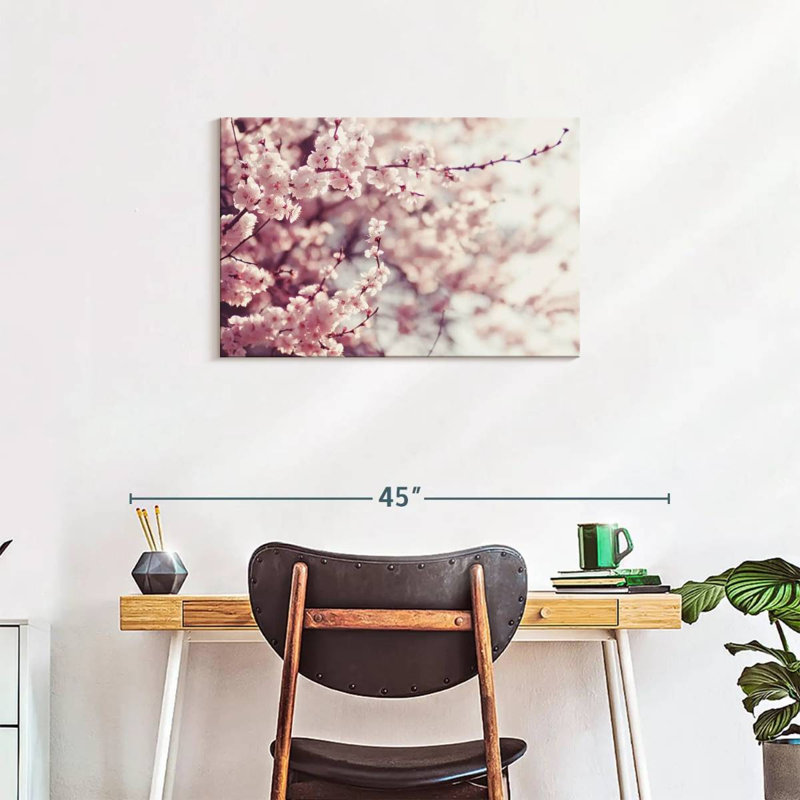 Fleurs de cerisier délicates sur toile, H 20 po x l 30 po x P 1,25 po