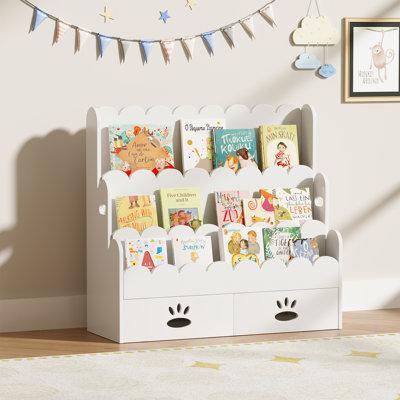 Montessori  3-Tier  Bamboo Kids Bookcase with Drawers