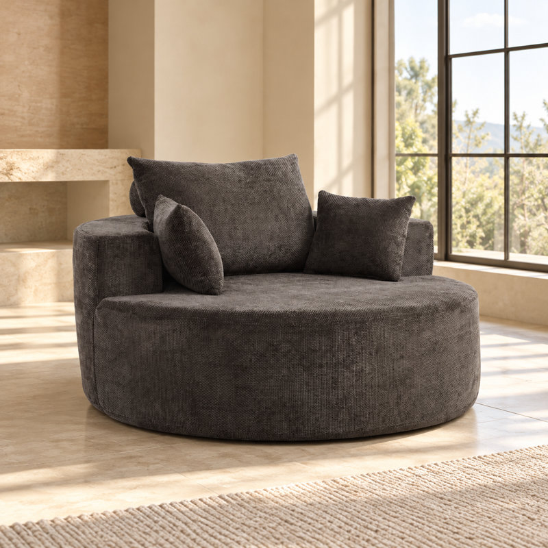 Fauteuil convertible une place en éponge chenille moelleuse, aucun assemblage requis, canapé une place moderne et rembourré, assise d'appoint confortable avec dossier de soutien