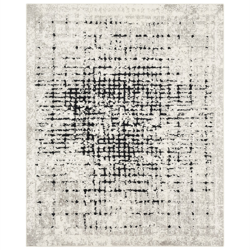 Ivory Flux Abstract Easy-Care Synthetic Rug, 2' x 3'