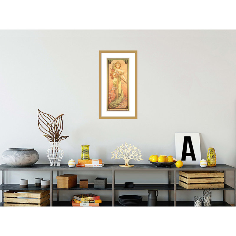 «The Seasons: Spring (1900)» par Alphonse Mucha, impression giclée encadrée, H 29,5 po x l 16,48 po