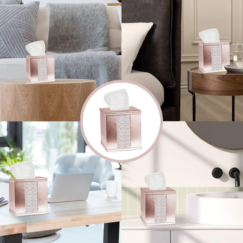 Resin Tissue Box Cover Square Tissue Holder Uniquely Designed Tissue Box, Grey