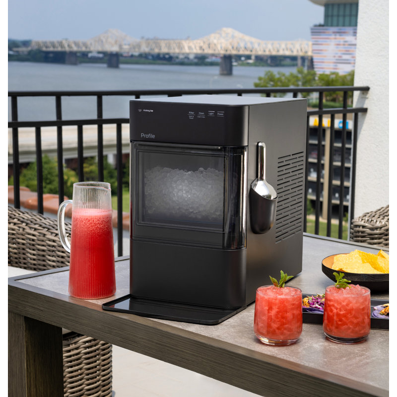 GE-Profile-Opal-2-0-Ultra-Nugget-Ice-Maker-with-Scale-Inhibiting-Filter-XPIO23SWBB, Black