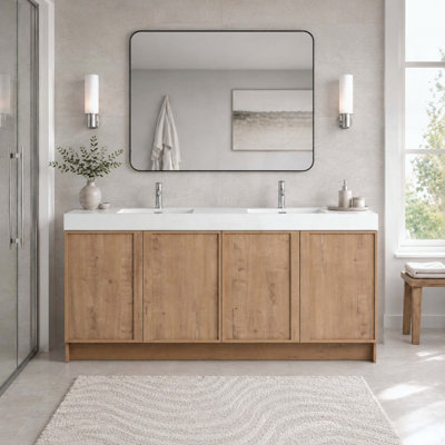 Meuble-lavabo autoportant de 48 pouces avec lavabo en céramique blanche et 1 petite armoire de rangement