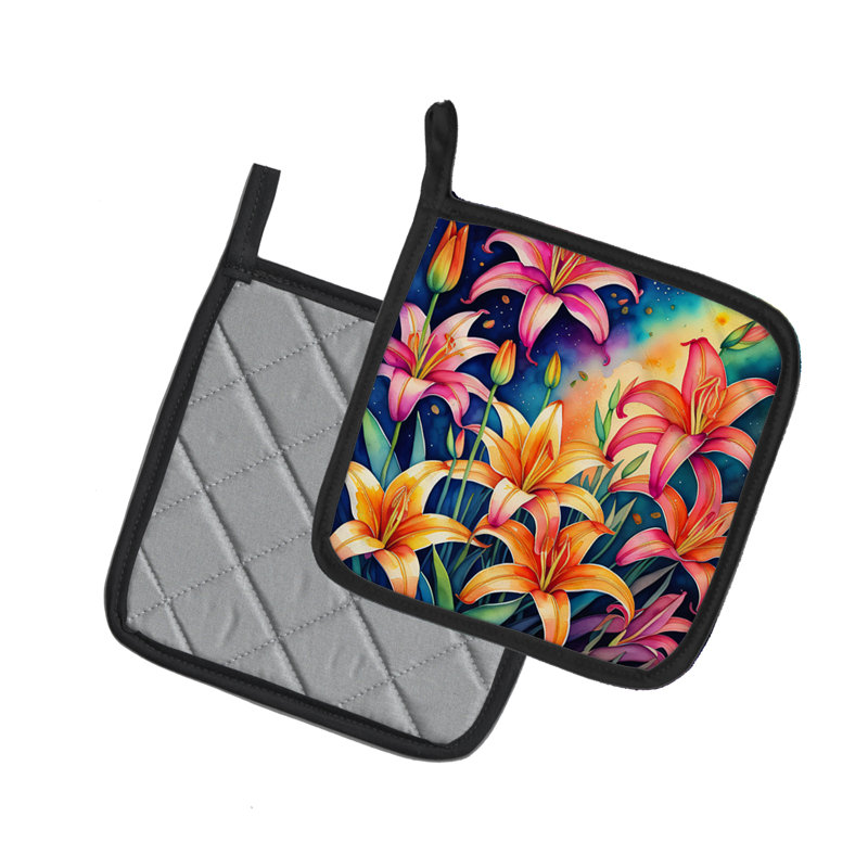 Paire de porte-casseroles lys colorés
