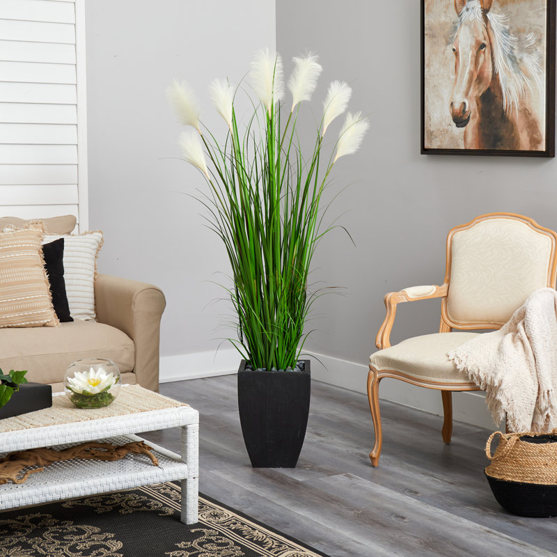 64'' Faux Wheat Grass in Clay Planter