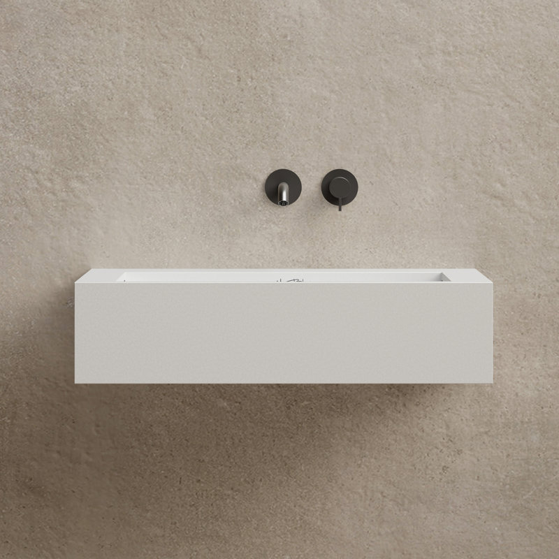 MonBlari 24" X 16" Rectangle Solid Surface Wall Mounted Sink Matt White, Matte White