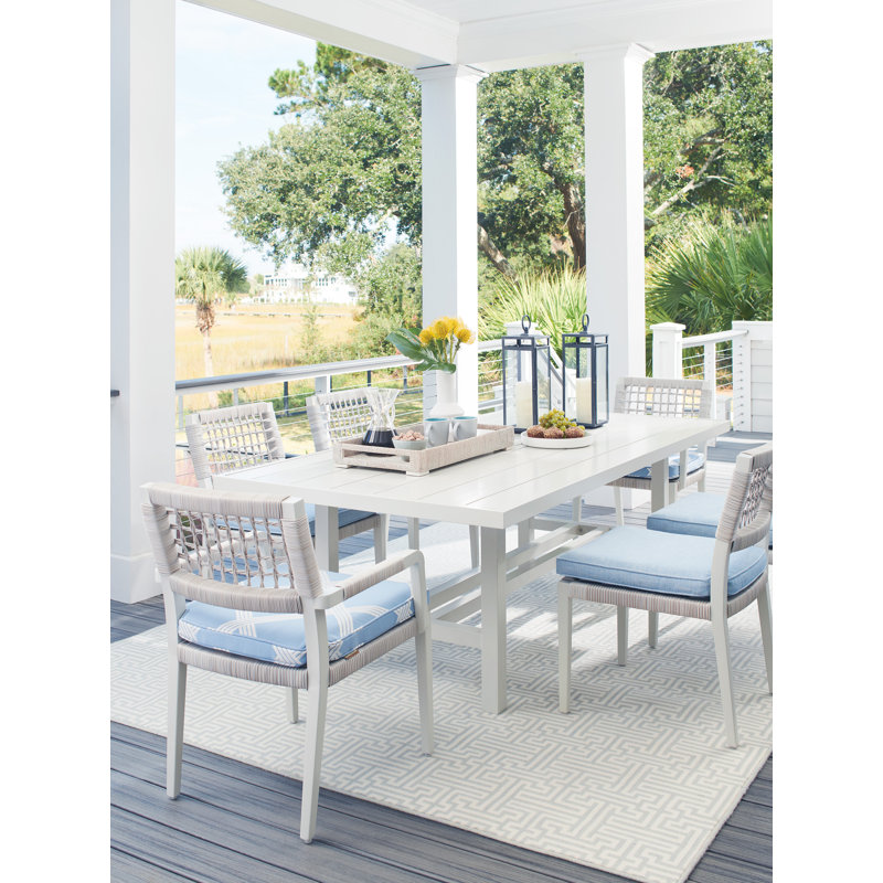 Seabrook Transitional 88" Oyster-White Aluminum Dining Table