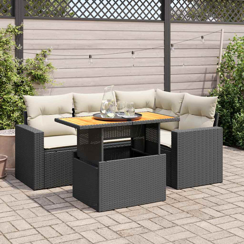Ensemble de canapé de jardin Vidaxl noir, blanc crème