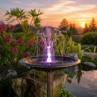 Fontaine solaire de 12 W avec pompe, batterie de 4200 mAh, lumières DEL et télécommande
