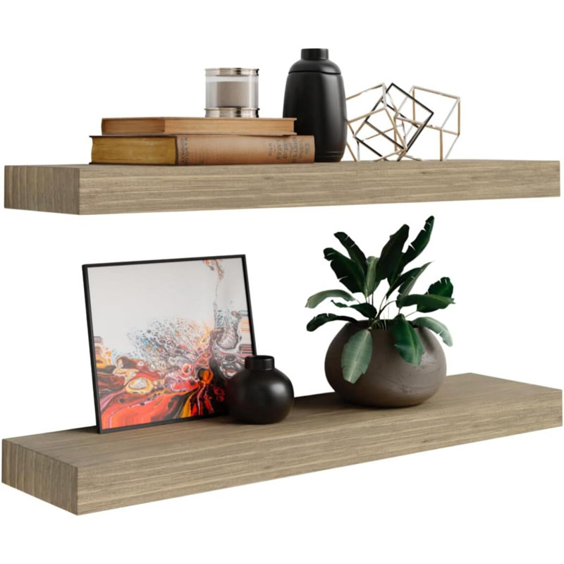 Didina 2 Piece Wood Floating Shelf, Gray, 1.5" H x 24" W x 5.5" D