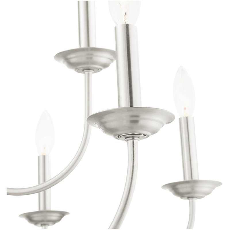 Lustre style chandelier 9 lumières Arunvir, Nickel brossé