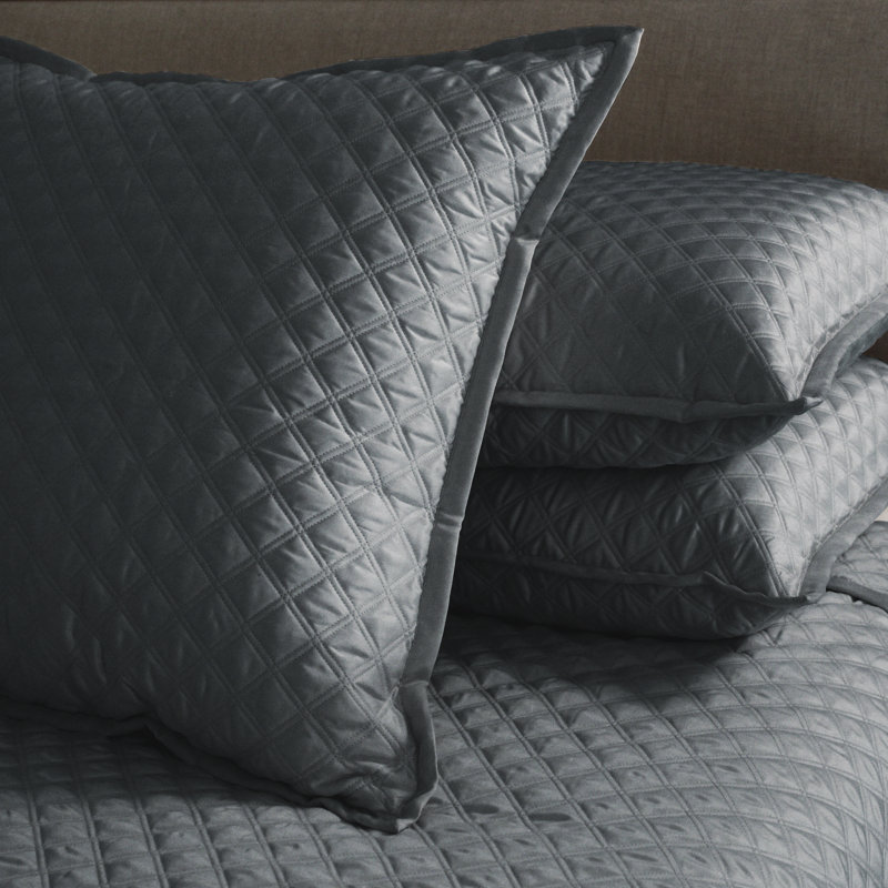 Ensemble de couvre-lit réversible Double Diamond, Gris anthracite, Couvre-lit grand + 2 taies décoratives européenn