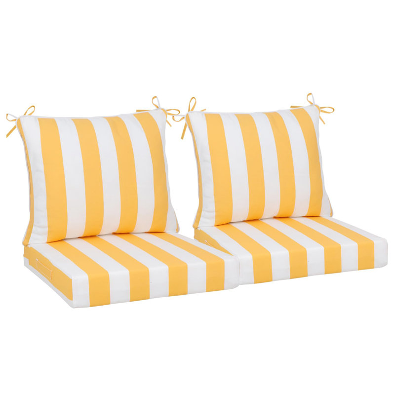 Outdoor Deep Seat Chair Cushions Set Of 2, Waterproof Fade-resistant Patio Furniture Cushions, With Removable Covers
