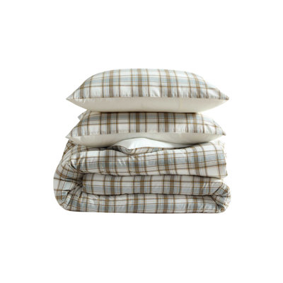 Eddie Bauer Ashland Plaid Cotton Reversible Brown Comforter Set