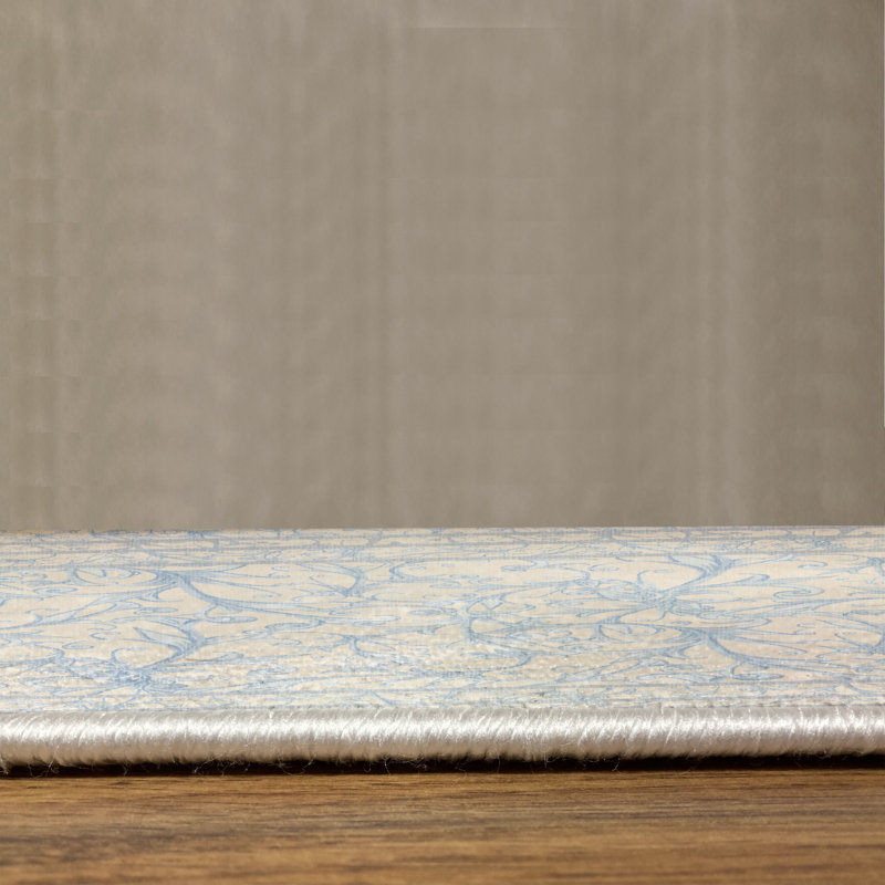 Tapis champagne / bleu pâle, Rectangle 6 pi 6 po x 9 pi 6 po