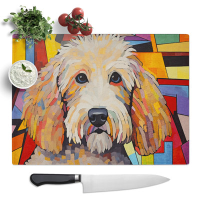 Labradoodle Constructivism No.2  Glass Chopping Board