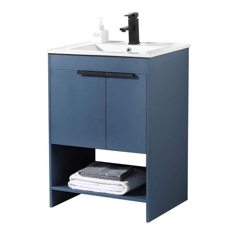 Meuble-lavabo simple 24 po, Bleu marine